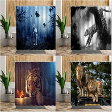 3D Wild Animal Shower Curtain Wolf Lion Tiger Leopard Bathroom Decor Accessories Fabric Personality Bath Curtain Wall Decoration 2024 - buy cheap