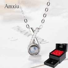 Amxiu-gargantilla de Plata de Ley 925 para mujer, collar con proyección de Te Quiero en 100 idiomas, joyería personalizada con circonitas 2024 - compra barato