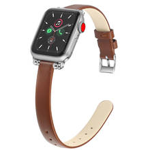 Correa de cuero fino de alta calidad para Apple Watch, 40mm, 44mm, serie SE 6 5, correa de Metal para iWatch, 38mm, 42mm, 4, 3, 2, 1 2024 - compra barato