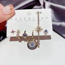 MIGGA 6pcs MIX Star Cuff Blue Evil Eye Earrings Pack Gold Color Cubic Zirconia Drop Earrings Women Jewelry 2024 - buy cheap