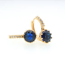 Brincos de argola dourados em cristal azul real, acessórios de joias, presentes para mulheres, festa, bijuterias, kupe e0815 2024 - compre barato