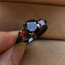 Luxury Female Big Red Zircon Stone Ring 14KT Black Gold Wedding Ring Unique Style Promise Engagement Rings For Women 2024 - buy cheap