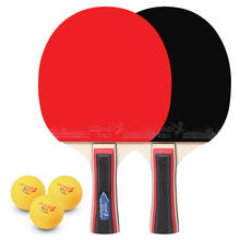 Conjunto de raquete de tênis de mesa com 3 bolas, jogo de raquete de ping pong e bastão de tênis de mesa com dois punhos de alça longa 2024 - compre barato