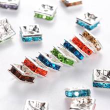100pcs 6x6x3mm Mixed Color Square Brass Rhinestone Beads Spacer Beads for Jewelry Making DIY Bracelet Necklace Findings Hole 1mm 2024 - buy cheap