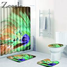 Zeegle 4pcs Bath Mat Set Toilet Lid Cover Non-Slip Rug And Waterproof Shower Curtain Bathroom Rug Set Shower Curtain Shower Mat 2024 - buy cheap