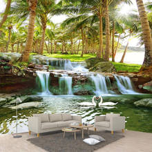 Custom Wallpaper 3D Coconut Forest Waterfalls Photo Wall Murals Living Room TV Sofa Background Wall Sticker Self-Adhesive Decor 2024 - buy cheap