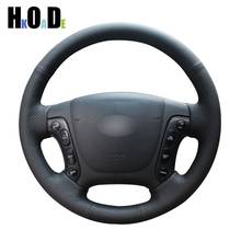 Black Artificial Leather Steering Wheel Cover Hand-Stitched Car Steering Wheel Covers for Hyundai Santa Fe 2007-2012 2024 - buy cheap