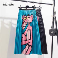 Женская плиссированная юбка Marwin, Весенняя юбка с рисунком из мультфильма, европейский стиль, высокое эластичное качество 2024 - купить недорого