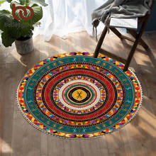 BeddingOutlet-alfombra azteca de área redonda, alfombrilla Africana folclórica, con círculos, para sala de estar, étnica, colorida, para dormitorio 2024 - compra barato