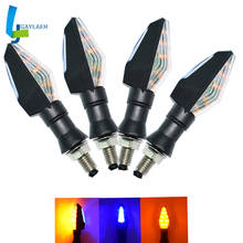 4 peças 12v seta de motocicleta luz indicadora de mudança de direção à prova d' água âmbar e cor azul led pisca-pisca lâmpada de bicicleta