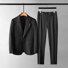 Новая полосатая Мужская комплекты (пиджак + брюки) высокого качества однобортный Деловые повседневные мужские комплекты тонкое платье для выпускного с человеком размера плюс 5xl 2024 - купить недорого