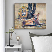 Pintura de tela de leões selvagens, africana, arte de parede, posteres e impressões, imagem decorativa de parede para sala, quadros, decoração de casa 2024 - compre barato