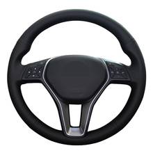 Capa de volante do carro mão-costurado couro genuíno preto para mercedes benz a-class 2013-2015 b-class 2011-2014 cla 2024 - compre barato