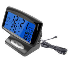 Termômetro digital com tela lcd para carro, despertador, medidor de temperatura de veículos com luz de fundo led com função soneca 2024 - compre barato