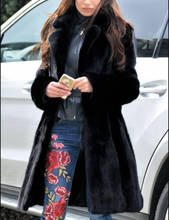 Зимнее женское пальто из искусственного меха, роскошное длинное меховое пальто, Свободное пальто с отворотом, толстое теплое женское плюшевое пальто больших размеров, верхняя одежда 2024 - купить недорого