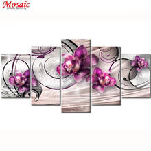 5pcs Full Square/Round Drill 5D DIY Diamond Painting "Orchid peony lily" Multi-picture Combination Embroidery 5D Gift 2024 - buy cheap