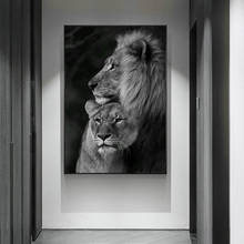 Pôster realista de leão preto e branco, decoração em tela sem moldura para quarto de crianças 2024 - compre barato