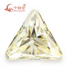 MN yellowish white color triangle shape cut corner for cubic zirconia loose CZ stone made by Qianxiang Hui  10pcs for one bag 2024 - buy cheap