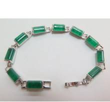 Free shipping   new hot New Jewelry Alloy & Green Jade Jadeite Bracelet Long Green Bead Chain 7.3" 2024 - buy cheap