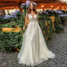 Smileve vestido de noiva de princesa, vestido de noiva boho com peals, de casamento, frisado 2024 - compre barato