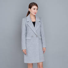 Большой размер 5XL 2020 осеннее женское Шерстяное Пальто Новое Модное Длинное Пальто двубортное тонкое пальто manteau femme 2024 - купить недорого