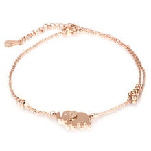 Pulsera tobillera de acero inoxidable con colgante para mujer, cadena de cerdo, Animal, Color oro rosa, CZ 2024 - compra barato