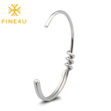 Fine4u b295 aço inoxidável nó manguito pulseira torcida aberta para jóias unissex 2024 - compre barato