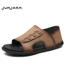JUNJARM Men Leather Sandals Summer Classic Men Shoes Men Roman Comfortable Handmade Slippers Outdoor Walking Shoes Big Size38-46 2024 - buy cheap