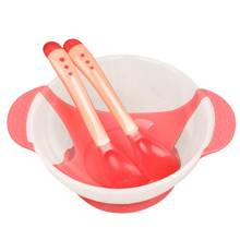 Children\'s Tableware Baby Learning Dishes With Suction Cup Assist Food Bowl Temperature Sensing Spoon Baby Feeding 2024 - buy cheap