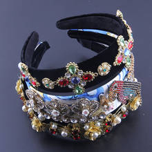Tiara barroca luxuosa acolchoada de cristal colorido, artesanal, tiara para mulheres, acessório de cabelo para casamento 953 2024 - compre barato