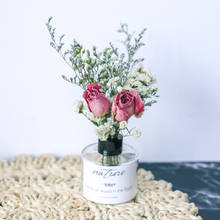 Best Newyear 2021 Desktop Home Office Wedding Decoration Creative Gift Fresh Wild Rose Preserved Dried Flower Arrangement Vase 2024 - buy cheap