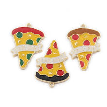 10 tamanhos 27*18mm pizza em formato amuletos esmaltados faça-você-mesmo pulseira brinco bracelete chaveiro acessórios de fabricação 2024 - compre barato