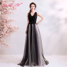 Женское длинное вечернее платье AnXin SH, черное кружевное платье принцессы с цветочным кружевом, Роскошное винтажное пляжное платье с оборками и v-образным вырезом, 6168 2024 - купить недорого