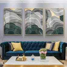 Cartel de mármol moderno para sala de estar, cartel abstracto de color gris, verde y dorado, imagen 3D de lujo para pared 2024 - compra barato