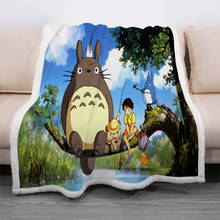 3D Anime Totoro Cartoon Print Sherpa Blanket Couch Quilt Cover Travel Bedding Sofa car Outlet Velvet Plush Throw Fleece Blanket 2024 - buy cheap