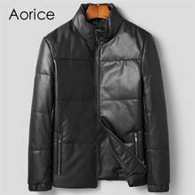 Aorice men genuína pele de carneiro jaqueta de couro casaco masculino marca novo inverno pato para baixo casacos mt106 2024 - compre barato