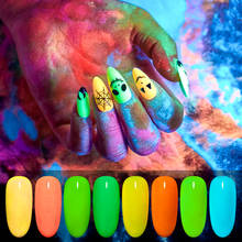 Pó fluorescente de unhas com fósforo neon, pigmento de glitter colorido para unhas, decoração luminosa com brilho 3d de longa duração, 1 caixa 2024 - compre barato