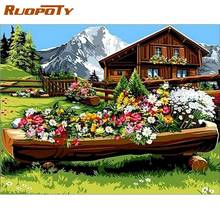 RUOPOTY 60x75cm Frame DIY Painting By Numbers Flower House Landscape Painting Handmade Home Room Decors Unique Gift 2024 - buy cheap