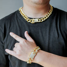 Collar de cadena cubana para hombre, gargantilla de 20mm, Color dorado y plateado, estilo Hip Hop, rapero de CZ, joyería 2024 - compra barato