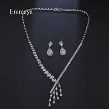 Emmaya New Fashion Ingenious Design Overlapping Appearance Cubic Zircon Necklace And Earring Delicate Jewelry Fmelae In Banquet 2024 - buy cheap