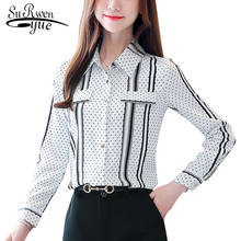 2021 New Fashion Black Plus Size Striped Women Blouse Shirt OL Long Sleeve Cardigan Polka Dot Blouse Women Blusas Mujer 6625 50 2024 - buy cheap