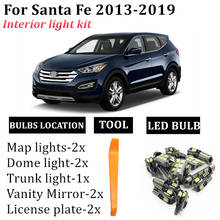 Festón Interior LED Canbus T10 para coche Hyundai Santa Fe, luces de matrícula, Kit de luz Interior, mapa, 2013-2019, 9 Uds. 2024 - compra barato