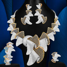 Missvikki, 4 Uds., collar Noble de lujo para mujer, Bowknot, brazalete, pendientes, anillo, accesorios esenciales de súper diseño, conjunto de joyería CZ de moda 2024 - compra barato