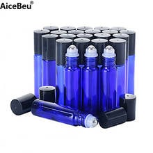 AiceBeu-Botellas enrollables de Metal de acero inoxidable, Set de 12 botellas de bola de cristal de cobalto, 10ml, Bola de rodillo de aceite esencial, azul 2024 - compra barato