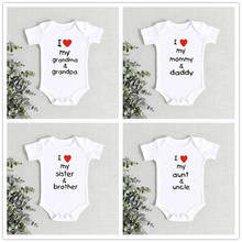 I Love My Grandma Grandpa Mommy Daddy Newborn Baby Romper Funny Infant Boys Girls  Soft Short Sleeve Casual Jumpsuit 2024 - buy cheap