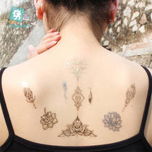 Indian Sexy Metal Flower Temporary Tattoo Women Party Body Arm Art Fake Flash Tatoos Gold Tattoo Stickers Girl Bracelet Wrist 2024 - buy cheap