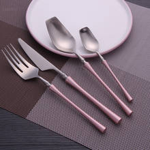 Cutlery Set Pink Silver Stainless Steel Tableware Dinner Fork Spoon Knife Matte Flatware Silverware for Restaurant Dinnerware 2024 - buy cheap