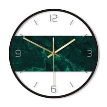 Абстрактные темно-зеленые настенные часы с принтом, современные круглые Настенные часы, бесшумные часы для движения, часы для дома, Декор для дома 2024 - купить недорого