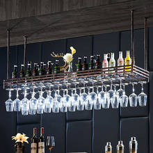 Rack de vidro de vinho de metal, suporte para pendurar no teto, para casa, bar, pub, com copo de vidro, cabide de armazenamento 2024 - compre barato