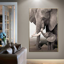 Retro Elephant baby Elephant Animal Entrance Prints & Poster Black and White Canvas Art Wall Decorative Picture for Living Room 2024 - buy cheap